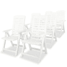 vidaXL Cadeiras de jardim reclináveis 6 pcs plástico branco