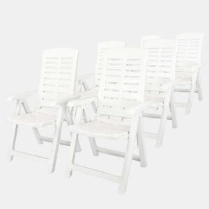vidaXL Cadeiras de jardim reclináveis 6 pcs plástico branco
