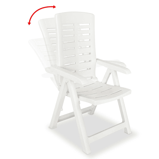 vidaXL Cadeiras de jardim reclináveis 6 pcs plástico branco
