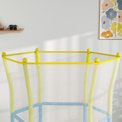 AIYAPLAY Trampolim Infantil Ø140x190 cm Trampolim para Crianças de 3-6 Anos com Rede de Segurança Barras Acolchoadas Carga 45 kg para Interior Multicolor