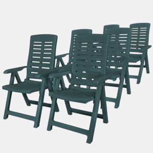 vidaXL Cadeiras de jardim reclináveis 6 pcs plástico verde