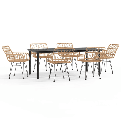 Conjunto de jantar de jardim de vime com resina de 7 peças 02_0014381
