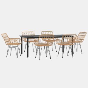 Conjunto de jantar de jardim de vime com resina de 7 peças 02_0014381