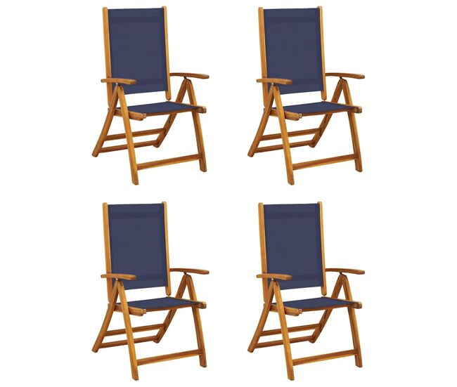 Vidaxl sillas de jardín plegables 4 uds madera maciza acacia textileno