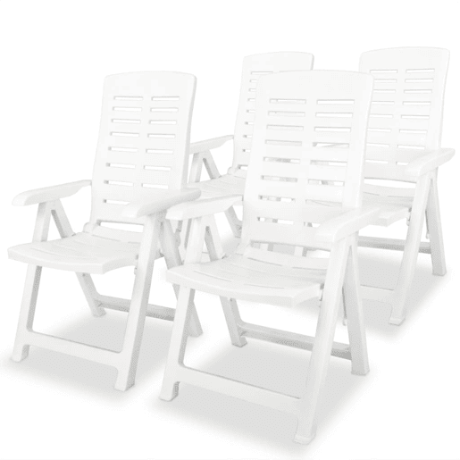 vidaXL Cadeiras de jardim reclináveis 4 pcs plástico branco vidaXL Cadeiras de jardim reclináveis 4 pcs plástico branco