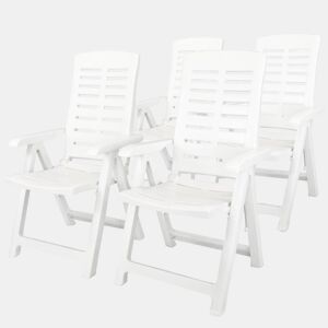 vidaXL Cadeiras de jardim reclináveis 4 pcs plástico branco