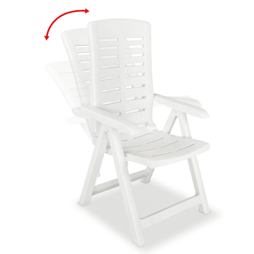 vidaXL Cadeiras de jardim reclináveis 4 pcs plástico branco vidaXL Cadeiras de jardim reclináveis 4 pcs plástico branco