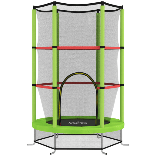HOMCOM Trampolim Infantil Ø140x190 cm Trampolim para Crianças de 3-6 Anos com Rede de Segurança Carga 45 kg para Interior Verde