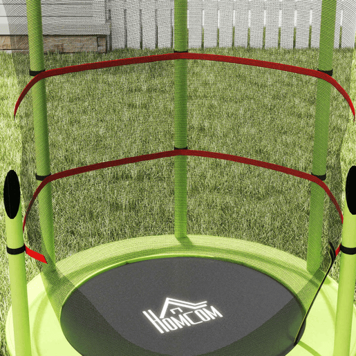 HOMCOM Trampolim Infantil Ø140x190 cm Trampolim para Crianças de 3-6 Anos com Rede de Segurança Carga 45 kg para Interior Verde
