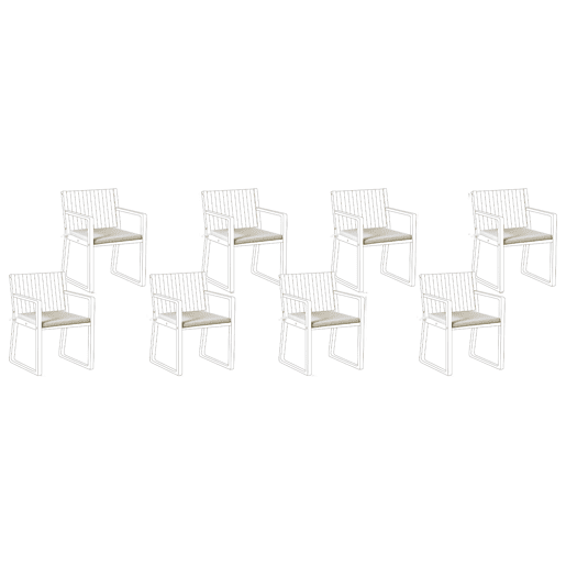 Conjunto de 8 almofadas de cadeira para jardim SASSARI PREMIUM 46 x 46 cm Taupe