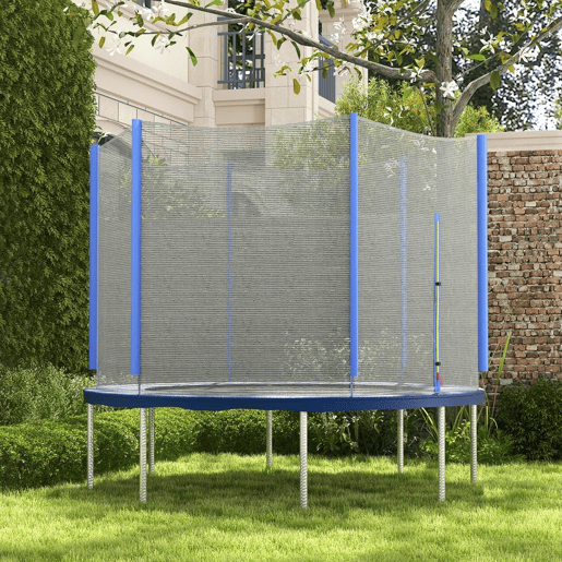 SPORTNOW Rede de Segurança para Trampolim Ø305 cm Rede de Substituição de Trampolins para Exterior e Porta com Fecho de Correr para 6 Postes Azul
