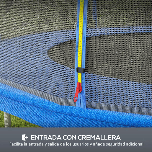 SPORTNOW Rede de Segurança para Trampolim Ø305 cm Rede de Substituição de Trampolins para Exterior e Porta com Fecho de Correr para 6 Postes Azul