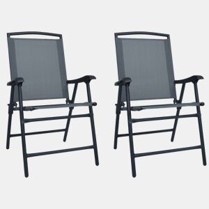 vidaXL Cadeiras de jardim dobráveis 2 pcs textilene cinzento
