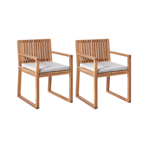 Conjunto de 2 cadeiras de jardim com almofadas SASSARI PREMIUM Madeira de Acácia certificada Cinzento claro
