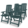 vidaXL Cadeiras de jardim reclináveis 4 pcs plástico verde