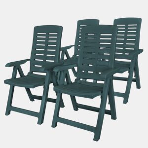 vidaXL Cadeiras de jardim reclináveis 4 pcs plástico verde