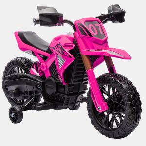 AIYPLAY Mota Elétrica para Crianças acima de 3 Anos Moto a Bateria para Crianças 6V com Rodas de Treino e Buzina Mota para Crianças Carga 30 kg 105x57x62 cm Rosa