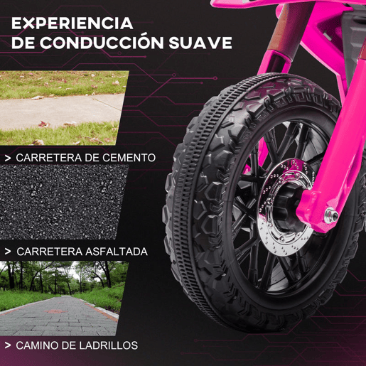 AIYPLAY Mota Elétrica para Crianças acima de 3 Anos Moto a Bateria para Crianças 6V com Rodas de Treino e Buzina Mota para Crianças Carga 30 kg 105x57x62 cm Rosa