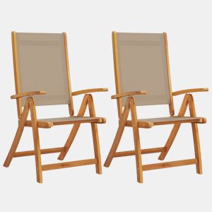 vidaXL Cadeiras de jardim dobráveis 2 pcs acácia maciça e textilene