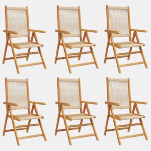 vidaXL Cadeiras de jardim reclináveis 6 pcs madeira acácia maciça bege