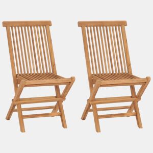 vidaXL Cadeiras de jardim dobráveis 2 pcs madeira de teca maciça