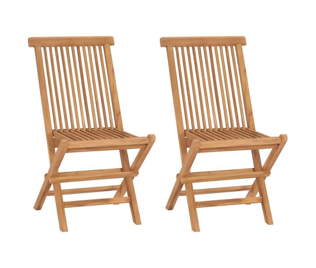 Vidaxl sillas de jardín plegables 2 unidades madera maciza de teca
