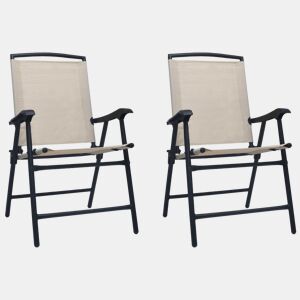 vidaXL Cadeiras de jardim dobráveis 2 pcs textilene creme