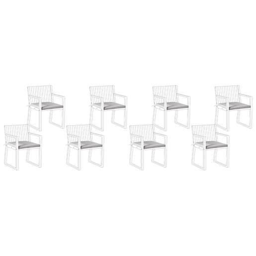 Conjunto de 8 almofadas de cadeira para jardim SASSARI PREMIUM 46 x 46 cm Cinzento claro