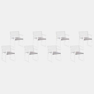 Conjunto de 8 almofadas de cadeira para jardim SASSARI PREMIUM 46 x 46 cm Cinzento claro