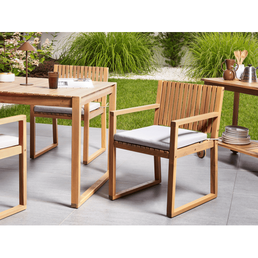 Conjunto de 8 almofadas de cadeira para jardim SASSARI PREMIUM 46 x 46 cm Cinzento claro