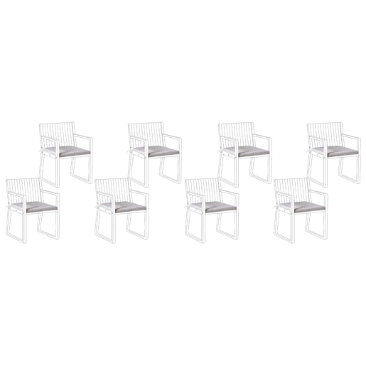 Conjunto de 8 almofadas de cadeira para jardim SASSARI PREMIUM 46 x 46 cm Cinzento claro