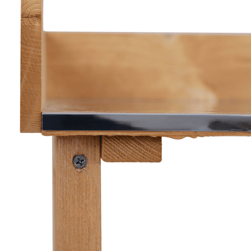 Outsunny Mesa de Plantação em Madeira com 3 Níveis, Mesa de Jardinagem com Placa Metálica, 2 Prateleiras e Ganchos, Resistente às Intempéries, para Jardim, Terraço e Varanda, 76x37x89 cm, Natural