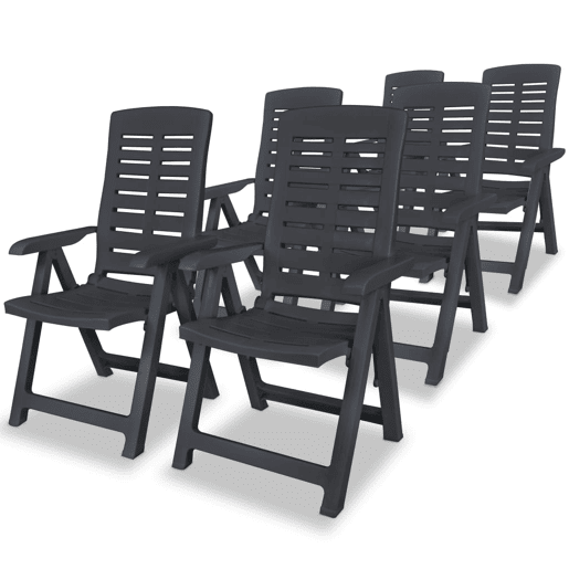 vidaXL Cadeiras de jardim reclináveis 6 pcs plástico antracite vidaXL Cadeiras de jardim reclináveis 6 pcs plástico antracite