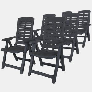 vidaXL Cadeiras de jardim reclináveis 6 pcs plástico antracite
