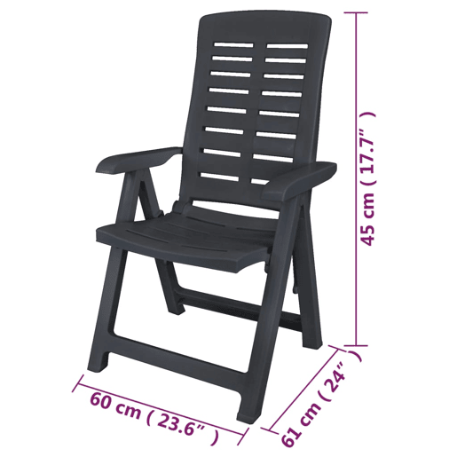 vidaXL Cadeiras de jardim reclináveis 6 pcs plástico antracite vidaXL Cadeiras de jardim reclináveis 6 pcs plástico antracite
