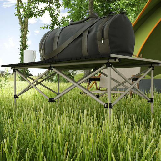 Outsunny Mesa de Campismo Dobrável de Metal com Tampo Enrolável e Bolsa de Transporte Mesa de Piquenique Portátil para Campismo Trekking Praia e Barbecue 95x55x50 cm Marrom Claro