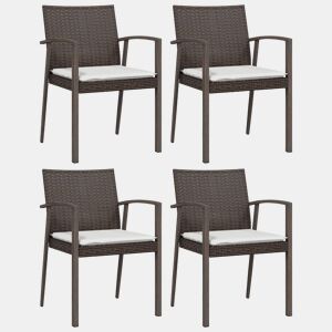 vidaXL Cadeiras jardim + almofadões 4pcs 56,5x57x83cm vime PE castanho
