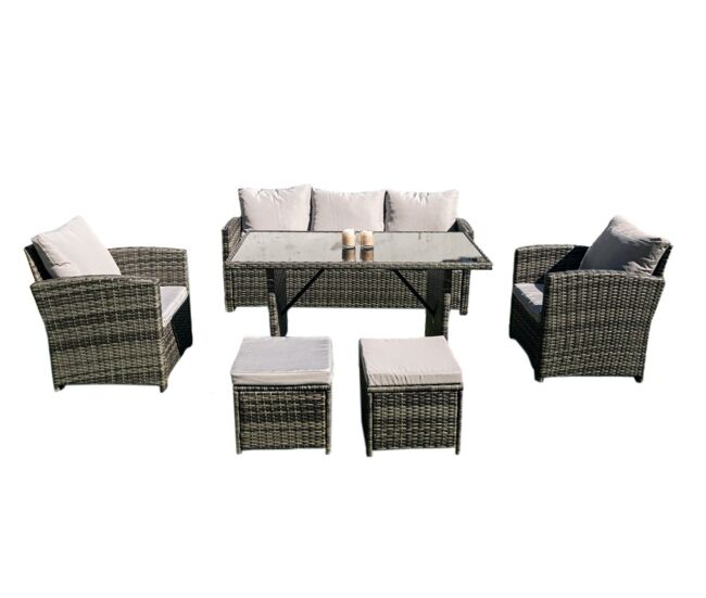 Sofa + mesa + 2 sillones+ 2 pufs de ratan pe. muebles de jardin y terraza
