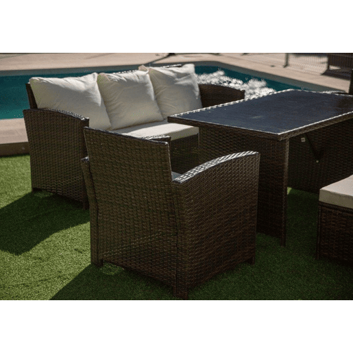 Sofá + Mesa + 2 Poltronas + 2 Pufes PE Ratan. Móveis de jardim e terraço Sofá + Mesa + 2 Poltronas + 2 Pufes PE Ratan. Móveis de jardim e terraço