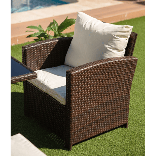 Sofá + Mesa + 2 Poltronas + 2 Pufes PE Ratan. Móveis de jardim e terraço Sofá + Mesa + 2 Poltronas + 2 Pufes PE Ratan. Móveis de jardim e terraço