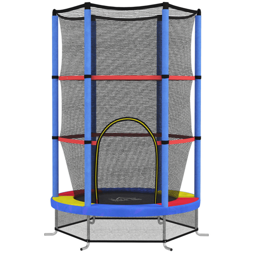 HOMCOM Trampolim Infantil Ø107 cm Trampolim para Crianças de 3-6 Anos com Rede de Segurança Carga 45 kg para Interior Ø140x160 cm Azul