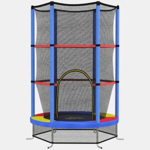 HOMCOM Trampolim Infantil Ø107 cm Trampolim para Crianças de 3-6 Anos com Rede de Segurança Carga 45 kg para Interior Ø140x160 cm Azul