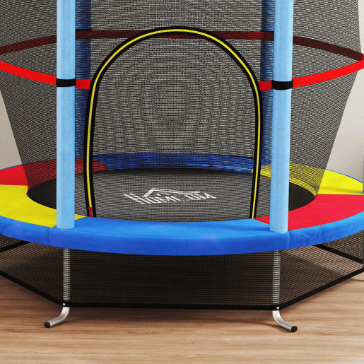 HOMCOM Trampolim Infantil Ø107 cm Trampolim para Crianças de 3-6 Anos com Rede de Segurança Carga 45 kg para Interior Ø140x160 cm Azul