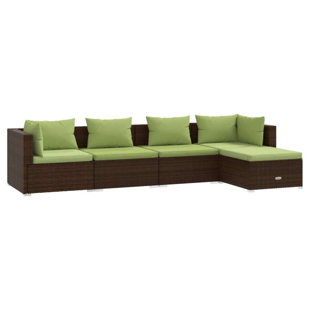Set de muebles de jardín 5 pzas y cojines ratán sintético