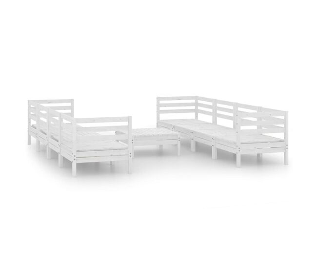 Juego de muebles de jardín 9 piezas madera maciza pino blanco