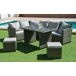 Sofa Rinconera + Mesa + 2 puffs de Ratan PE Sofa Rinconera + Mesa + 2 puffs de Ratan PE Gris
