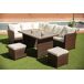 Sofa Rinconera + Mesa + 2 puffs de Ratan PE Sofa Rinconera + Mesa + 2 puffs de Ratan PE Gris