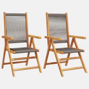 vidaXL Cadeiras de jardim 2 pcs acácia maciça e polipropileno cinzento