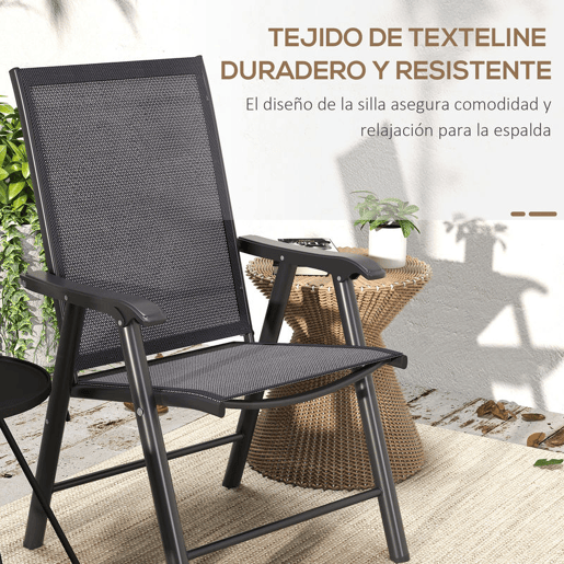 Outsunny Conjunto de 2 Cadeiras Dobráveis para Exterior com Apoio para o Braço Cadeiras para Jardim com Textilene e Metal Carga 110 kg 58x64x94 cm Cinza Escuro