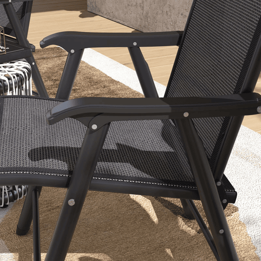 Outsunny Conjunto de 2 Cadeiras Dobráveis para Exterior com Apoio para o Braço Cadeiras para Jardim com Textilene e Metal Carga 110 kg 58x64x94 cm Cinza Escuro